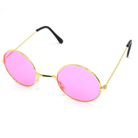 Gold Frame Pink Lens Hippie Glasses
